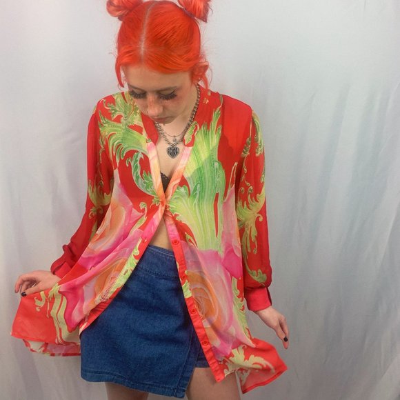 Orange Fashion Village red Floral Tunic - Picture 1 of 9